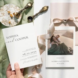 Boho Photo Modern Minimalist Wedding Invitation