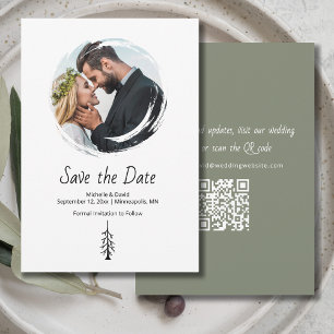 Boho Photo Rustic Sage Green Wedding Save The Date
