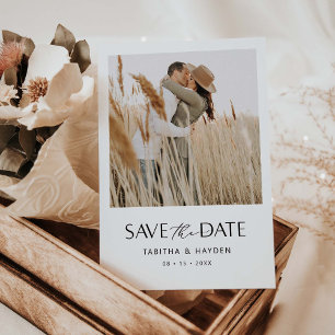 Boho Photo Save The Date Card Minimalist Wedding