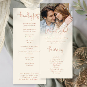 Boho Photo Script Cream Terracotta Wedding Program