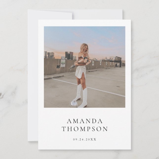 Boho Photo Sweet 16th Birthday, Modern Minimalist Invitation (Front)