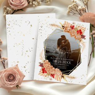 Boho Photo Terracotta Wedding Save The Date