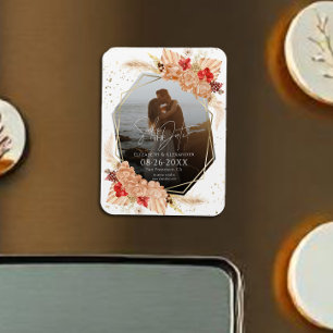 Boho Photo   Terracotta Wedding Save The Date Magnet