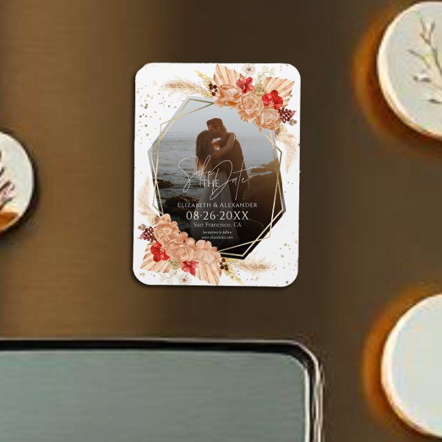 Boho Photo | Terracotta Wedding Save The Date Magnet (Creator Uploaded)