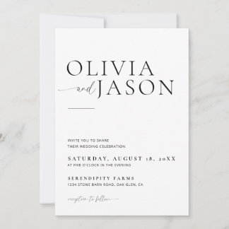 Boho Photo Wedding Invitation, Modern Minimalist Invitation