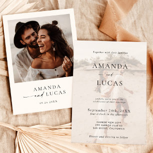 Boho Photo Wedding Invite   Modern Minimalist