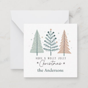 Boho Pine Tree Holly Jolly Christmas Enclosure Card