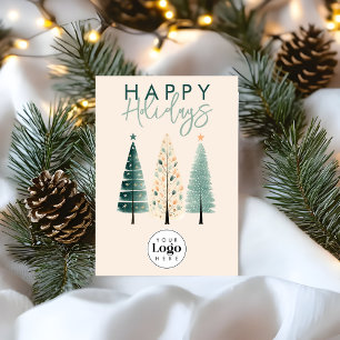 Boho Pines Custom Logo Holiday Business Thank You Card