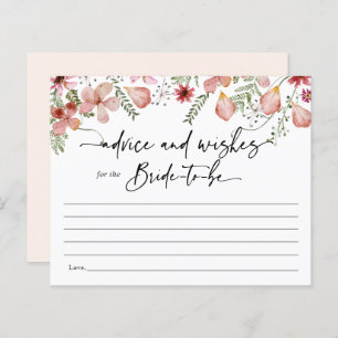 Boho Pink Advice and Wishes for Bride Card