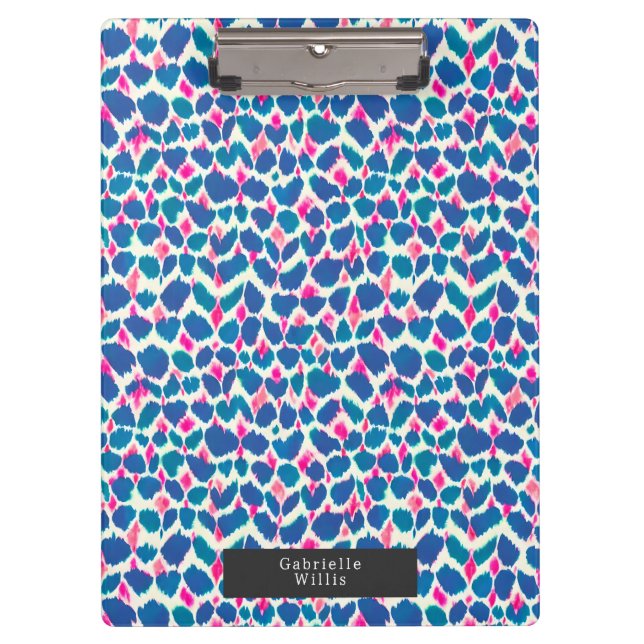 Boho Pink and Blue Brushstrokes Clipboard (Front)