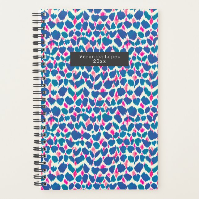 Boho Pink and Blue Brushstrokes Planner (Front)