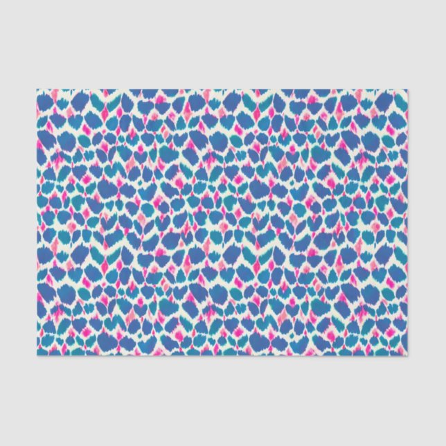 Boho Pink and Blue Brushstrokes Tissue Paper (Front)