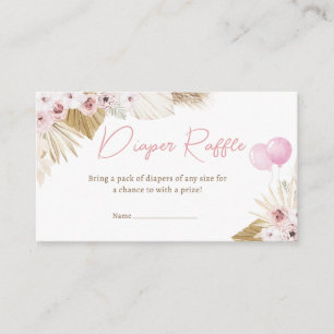 Boho Pink Bear Baby Shower Diaper Raffle Enclosure Card