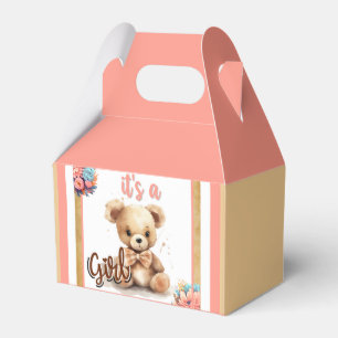 Boho Pink Bear Baby Shower Favour Box