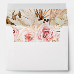 Boho Pink & Beige Floral Pampas Grass 2 Envelope