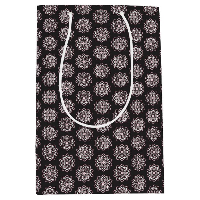 Boho Pink & Black Mandala Medium Gift Bag (Front)