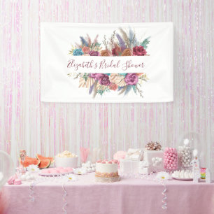 Boho Pink Blue Purple Floral Bridal Shower Banner