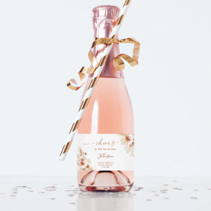 Boho Pink Bridal Shower Mini Champagne Label