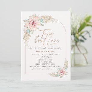 Boho Pink Cactus Taco 'bout Love Couples Shower Invitation
