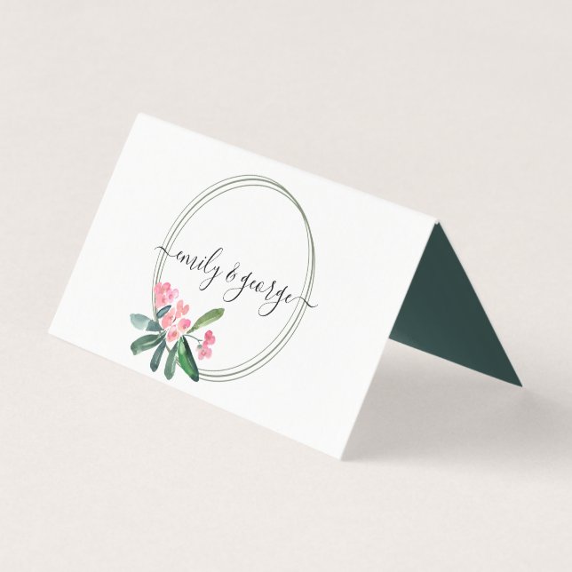 BOHO PINK CHRIST THORN BLOOM WEDDING PLACE CARD (Back)