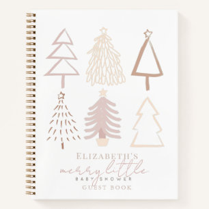 Boho Pink Christmas Trees Baby Shower Notebook