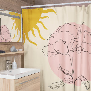Boho Pink Circle Rose And Sun Shower Curtain