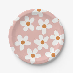 Boho Pink Daisy Birthday  Paper Plate