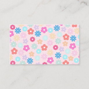 Boho Pink Daisy Flowers Pattern Business Card