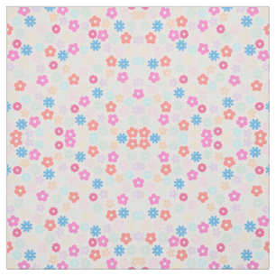 Boho Pink Daisy Flowers Pattern Fabric