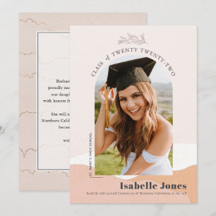 Boho Pink Desert Arch Photo Graduation Annoucement Invitation
