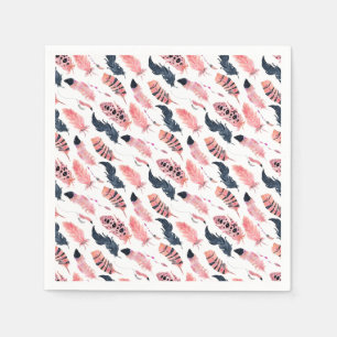 Boho Pink Feathers Napkin