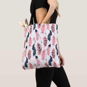 Boho Pink Feathers Tote Bag
