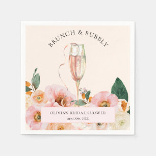 Boho Pink Floral Brunch & Bubbly Napkin