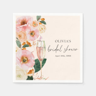 Boho Pink Floral Champagne Napkin