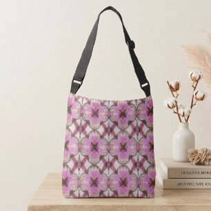 Boho Pink Floral Crossbody Bag