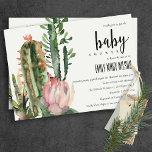 BOHO PINK FLORAL DESERT CACTI FOLIAGE BABY SHOWER INVITATION<br><div class="desc">A perfect collection for those looking for a tastefully done, elegant vibrant cactus theme. The cacti and succulent foliage designs are hand painted in watercolor. Personalise it with your name, your wedding date, and be sure to include a special message. Lots of designs to choose from and lots of items...</div>