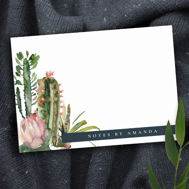 BOHO PINK FLORAL DESERT CACTI FOLIAGE WATERCOLOR POST-IT NOTES (Creator Uploaded)