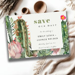 BOHO PINK FLORAL DESERT CACTI FOLIAGE WATERCOLOR SAVE THE DATE<br><div class="desc">A perfect wedding collection for those looking for a tastefully done, elegant vibrant cactus theme. The cacti and succulent foliage designs are hand painted in watercolor. Personalise it with your name, your wedding date, and be sure to include a special message. Lots of designs to choose from and lots of...</div>