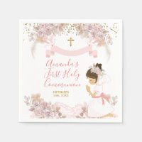 Boho Pink Floral Girl FIRST Holy Communion