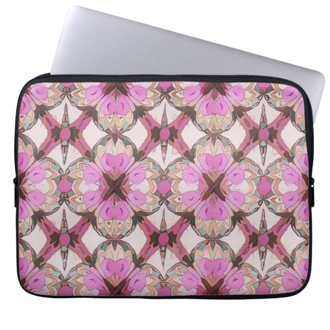 Boho Pink Floral Laptop Sleeve (Front)