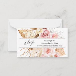 Boho Pink Floral & Pampas Website 2SM Meal RSVP Card