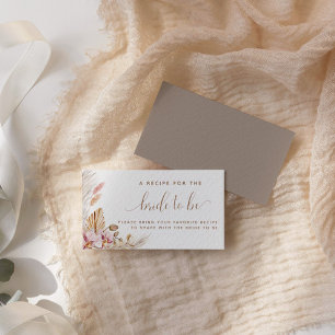 Boho Pink Floral Share A Recipe Bridal Shower Enclosure Card