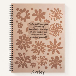 Boho Pink Floral Stamp Custom Quote Journal