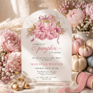 Boho Pink Floral Sweet Little Pumpkin Baby Shower Invitation