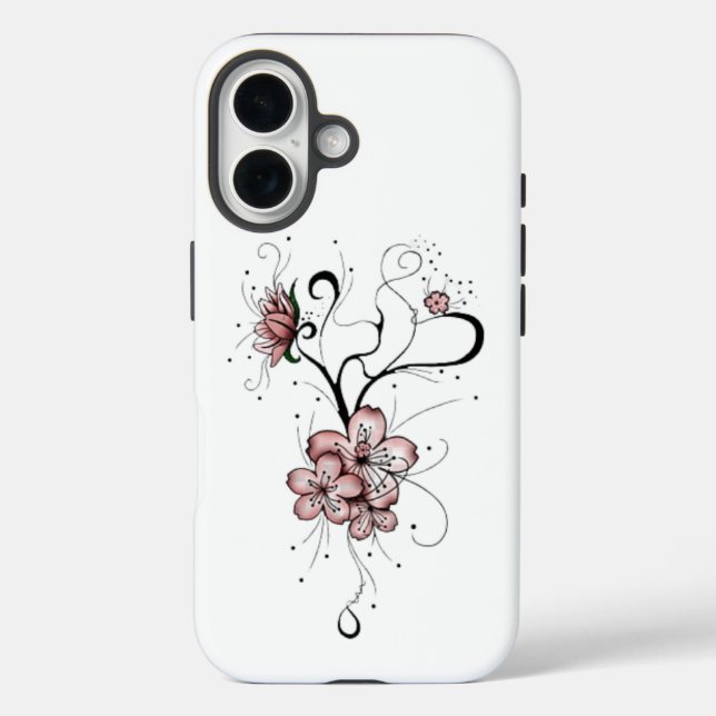 Boho Pink Floral Swirl iPhone Case (Back)