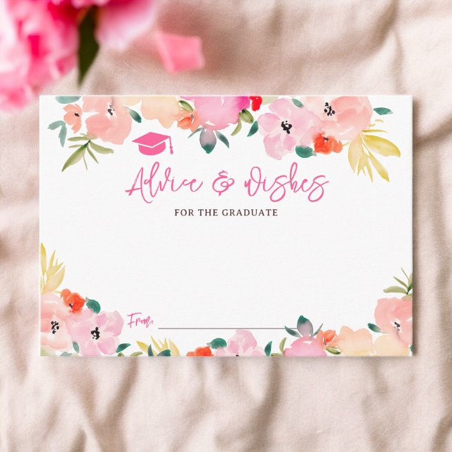 Boho pink garden floral advice wishes graduation enclosure card (Boho pink garden floral advice wishes graduation enclosure card)