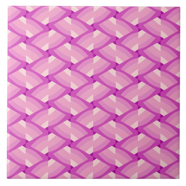 Boho Pink Geometric Mid-Century Modern Ceramic Tile (Front)