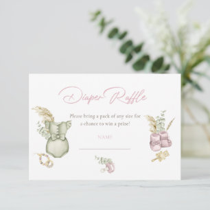 Boho Pink Girl Baby Shower Diaper Raffle Card