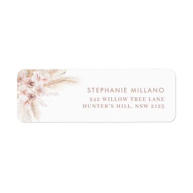 Boho Pink Girl Baptism Return Address  Return Address Label (Front)