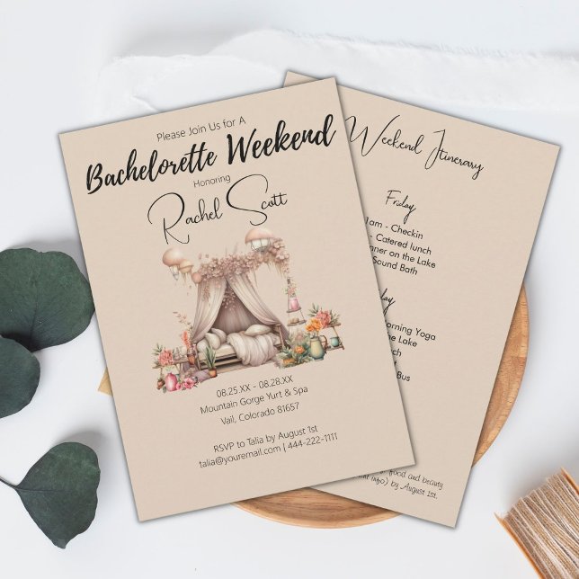 Boho Pink Glamping Bachelorette Party Weekend  Invitation (Creator Uploaded)